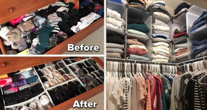 Một tủ quần áo được sắp xếp khoa học với các mẹo sử dụng móc treo đồ hiệu quả, tạo không gian gọn gàng, tiện lợi.